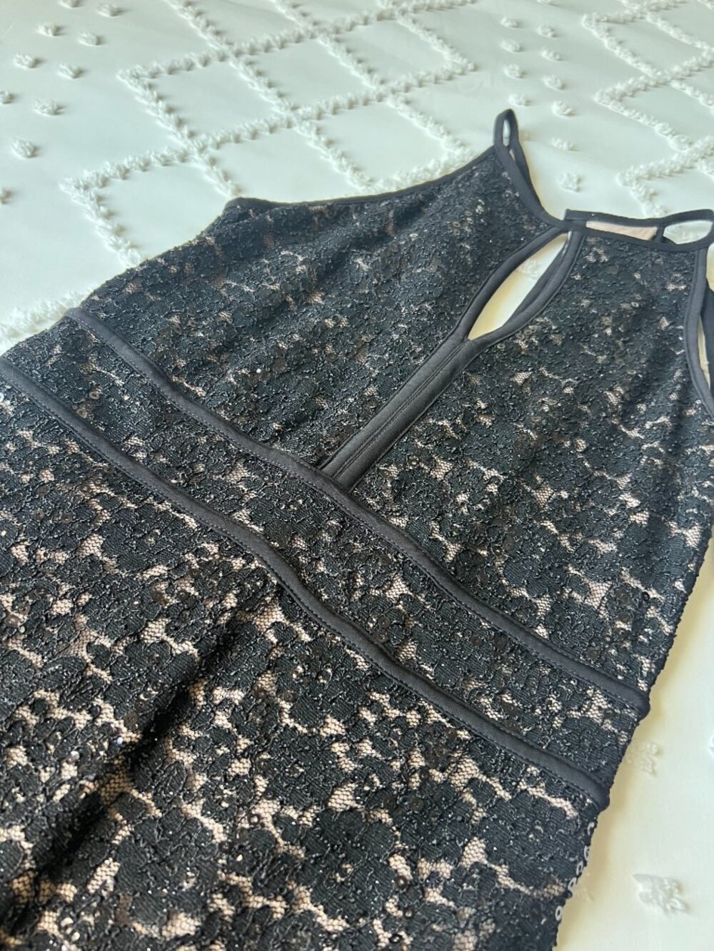 NW Nightway Lace, Sequins Cocktail Dress in Black and Nude SIZE 8